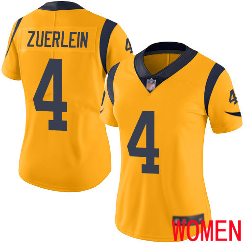 Los Angeles Rams Limited Gold Women Greg Zuerlein Jersey NFL Football #4 Rush Vapor Untouchable->los angeles rams->NFL Jersey